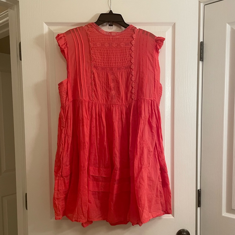 FREE PEOPLE Nobody Like You Embroidered Mini Dress in Coral - Picture 2 of 14